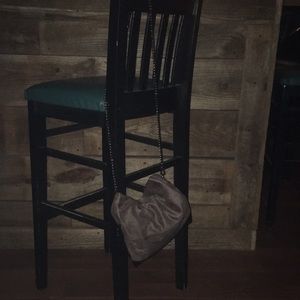 Street level suede & leather bag w/chain strap